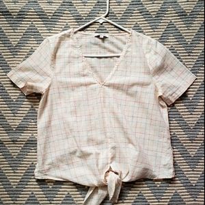 Madewell short sleeve top, front knot.